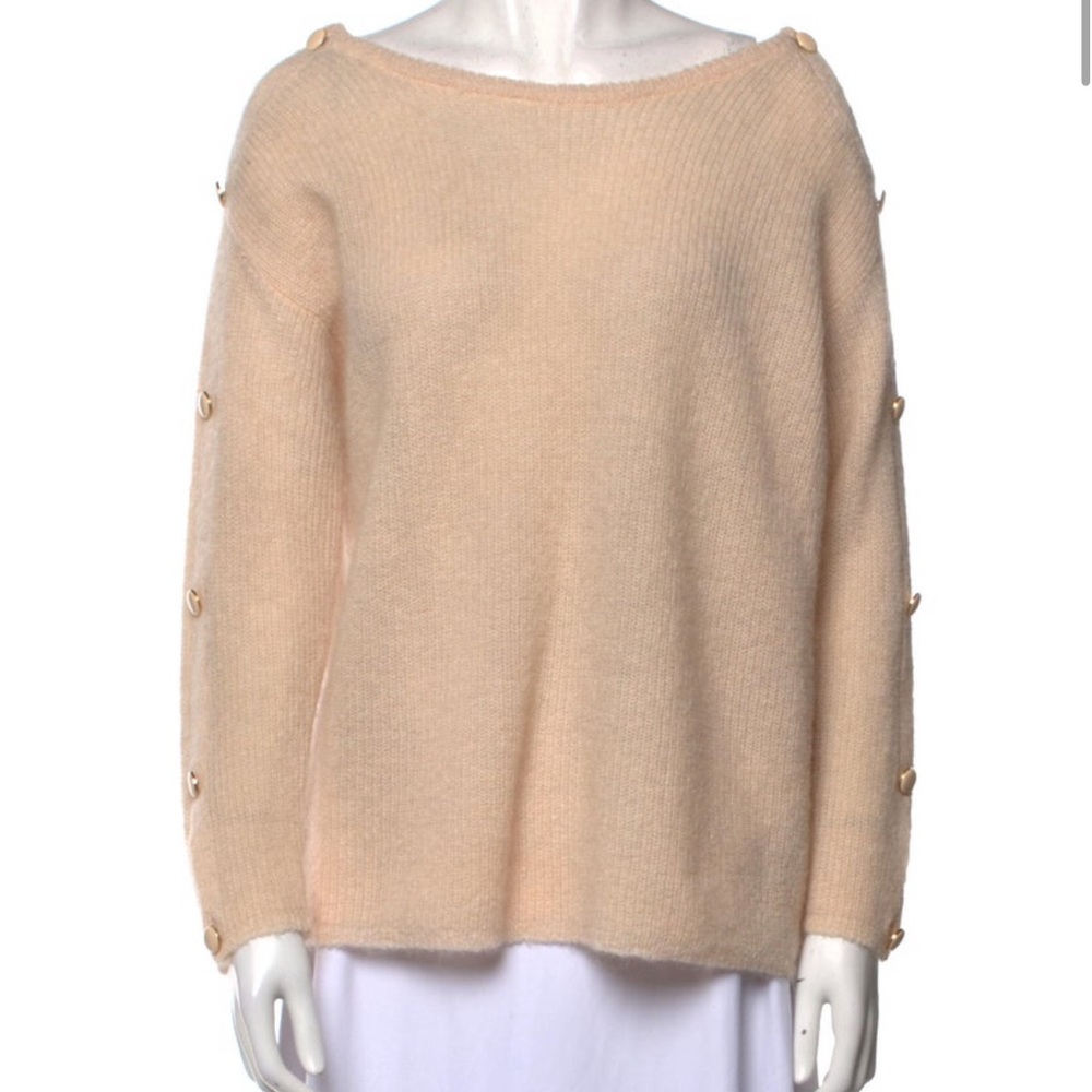 Sezane Beige Button-Detail Sweater